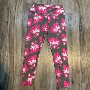 Free People‎ Movement Leggings Womens Green Pink Floral Yoga Running Size Medium